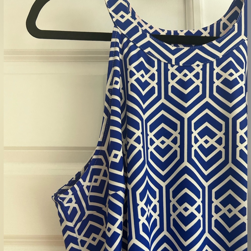 All for Colors Blue Geometric Print Dress - Size Large - Picture 4 of 8